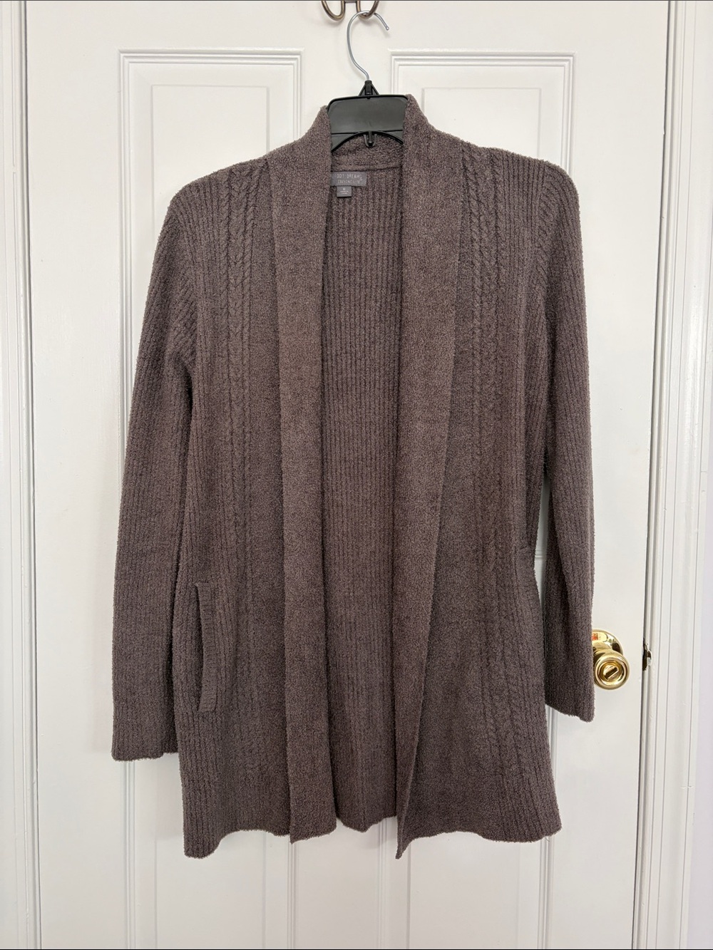 Barefoot Dreams Women's Open-Front Knit Cardigan - Taupe Brown
